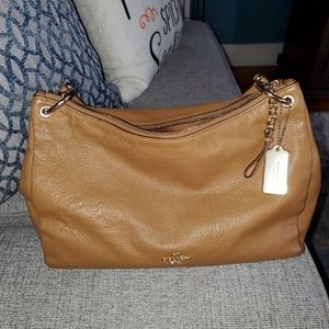 Carmel colored soft leather Coach purse.